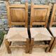 Set of 4 wooden and straw chairs