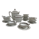 Art Deco service, porcelain with platinum, Kintsugi restoration.