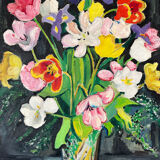 Spring bouquet, oil on canvas signed Pierre Fillette
