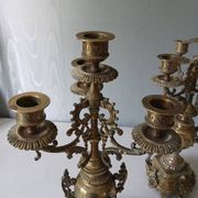 Paire de chandeliers bronze style Louis XVI – 4 feux – 38 cm