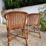 Pair of vintage rattan armchairs 1960