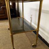 Console / brass and smoked glass tray