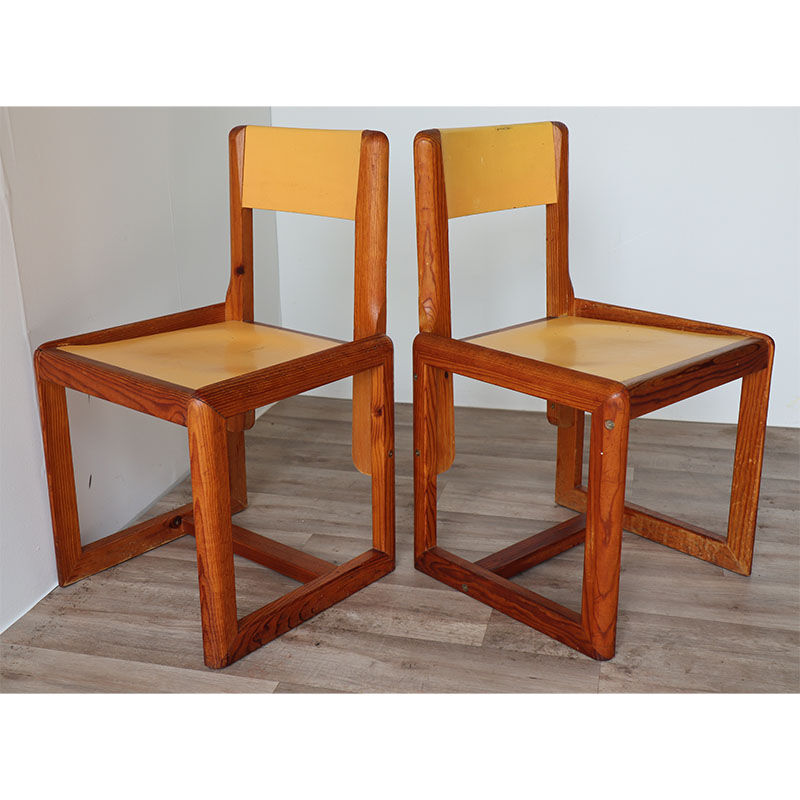 Pair of vintage chairs by André Sornay in wood 1960
