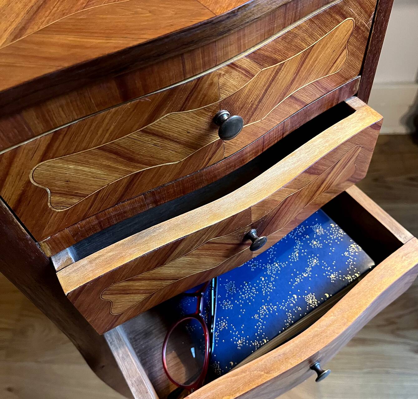Inlaid bedside table