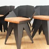 Set of 8 Knight Steel chairs, Gie El