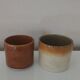 2 vintage khaki ceramic mugs