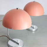 Mid-century pink sphere table lamp