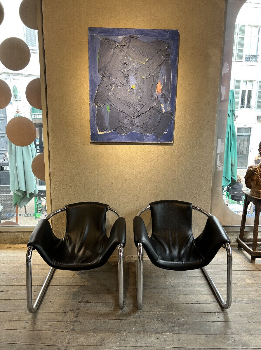 Pair of Orbita leather armchairs by Duncan & Dave Dickinson