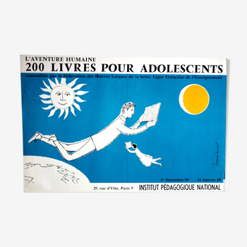 Ancienne affiche de 1959 " 200 livres pour adolescents ",  format 40x 60 cm