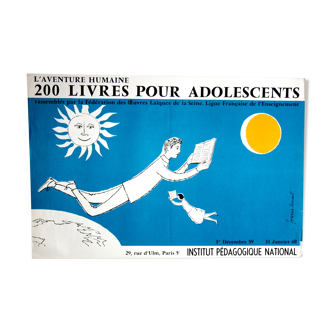 Ancienne affiche de 1959 " 200 livres pour adolescents ",  format 40x 60 cm