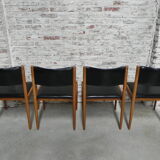 4 vintage chairs upholstered with skai