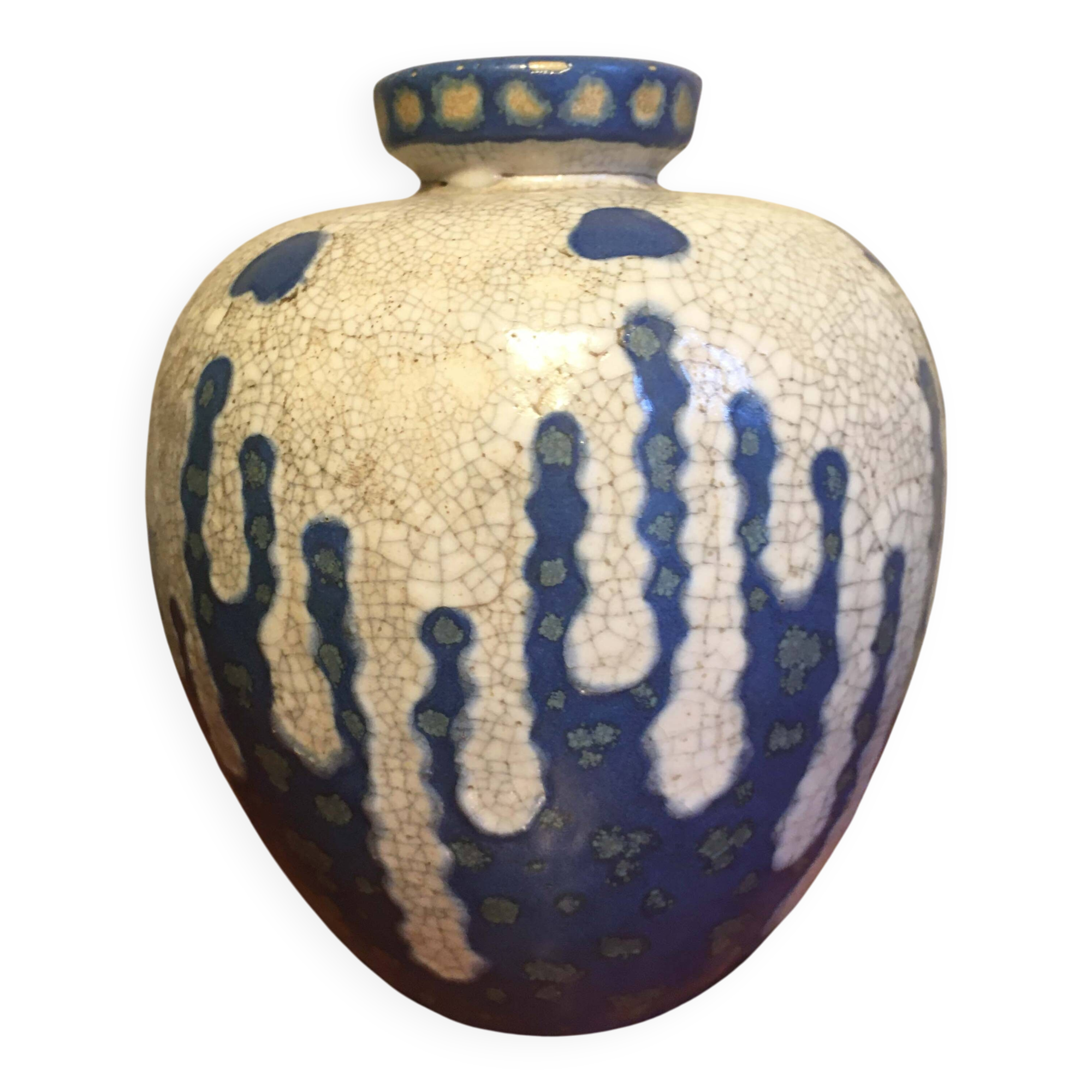 Glazed ceramic ball vase, art deco