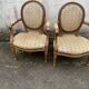 Pair of medallion armchairs in Louis XVI style – carved wood – floral fabric