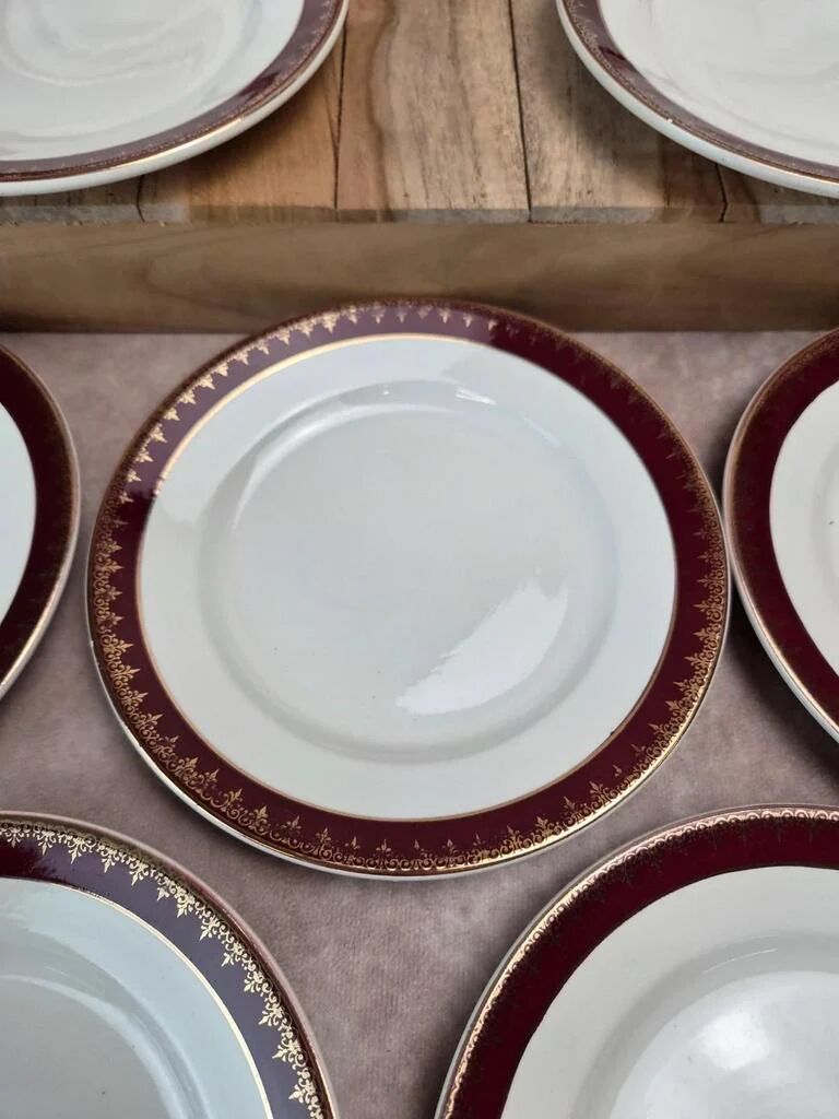 Lot de 12 assiettes à dessert Digoin Sarreguemines « rubis »