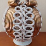 Sainte Radegonde ball vase in white and gold earthenware circa 1940-1950