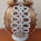 Sainte Radegonde ball vase in white and gold earthenware circa 1940-1950