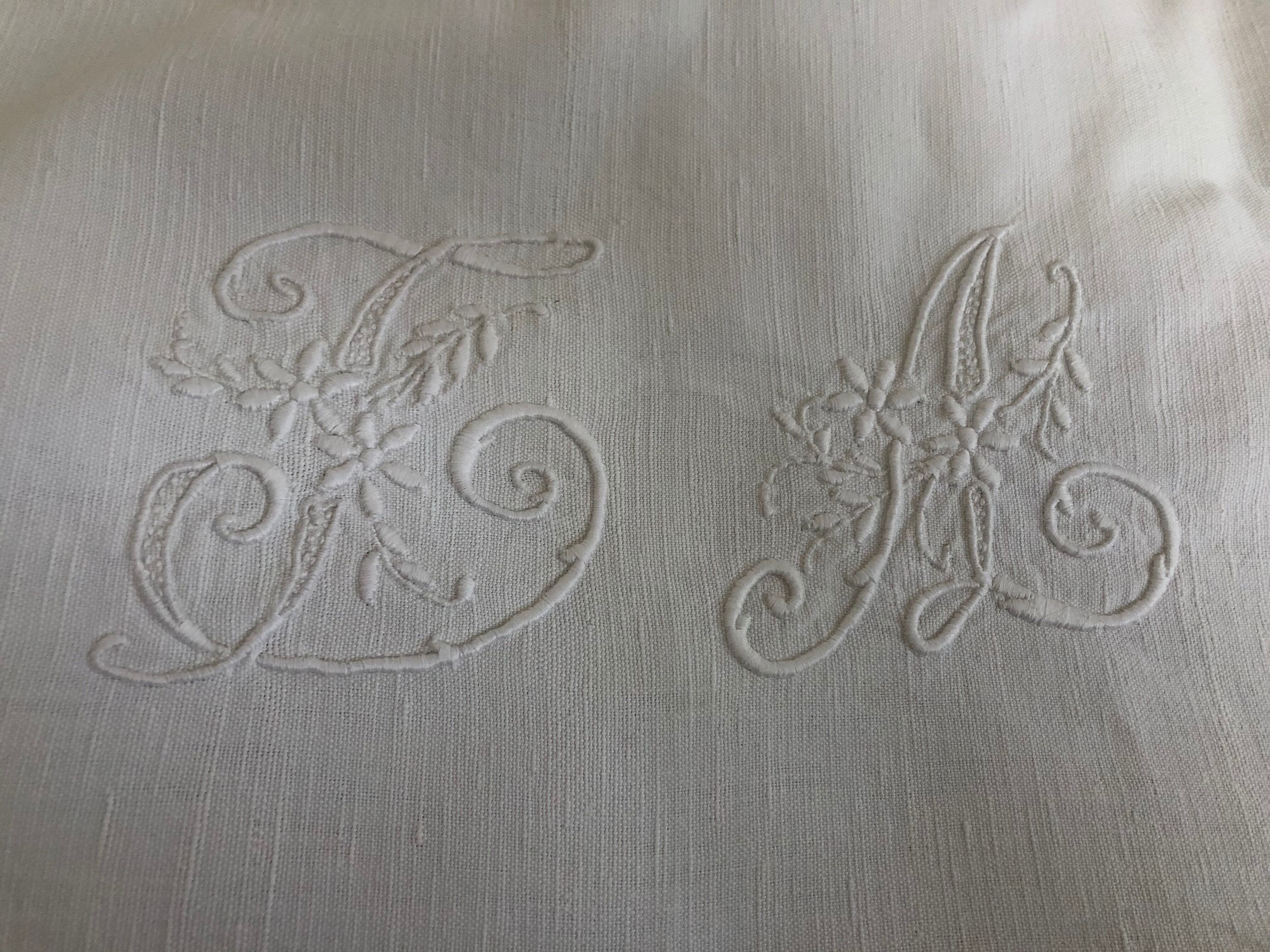 Old hemp cloth, MONOGRAM TA