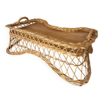 Vintage rattan breakfast tray