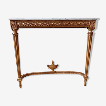 Console in gilded wood and marble style Louis XVl