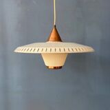 Vintage Louis Kalff enamel opaline glass pendant lamp