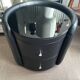 Genuine leather and black glass bedside table Terranova