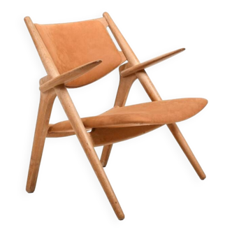 CH-28 Oak and Leather Easychair by Hans J. Wegner