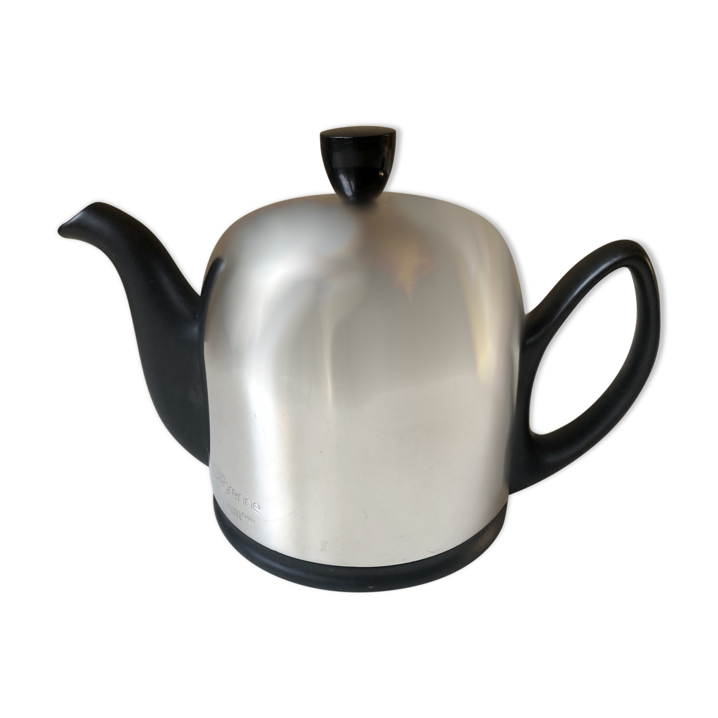 Guy Degrenne salam calorifuge teapot 4 ceramic cups - vintage chrome 70