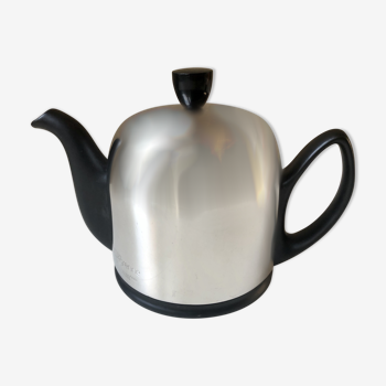 Guy Degrenne salam calorifuge teapot 4 ceramic cups - vintage chrome 70