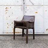 Sedie in cuoio Cab 413 di Mario Bellini per Cassina 1977