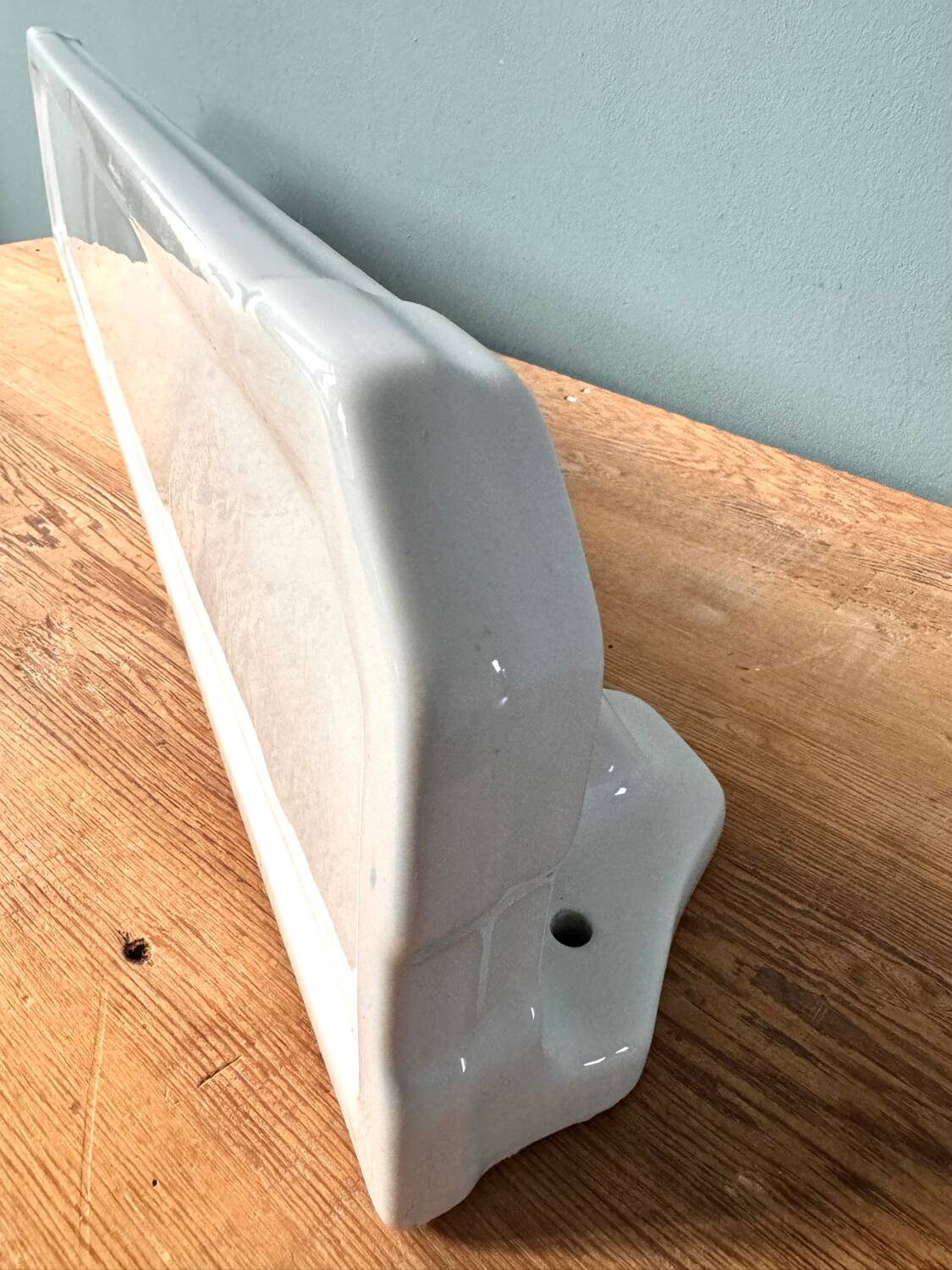 Large Art Deco wall shelf in white porcelain