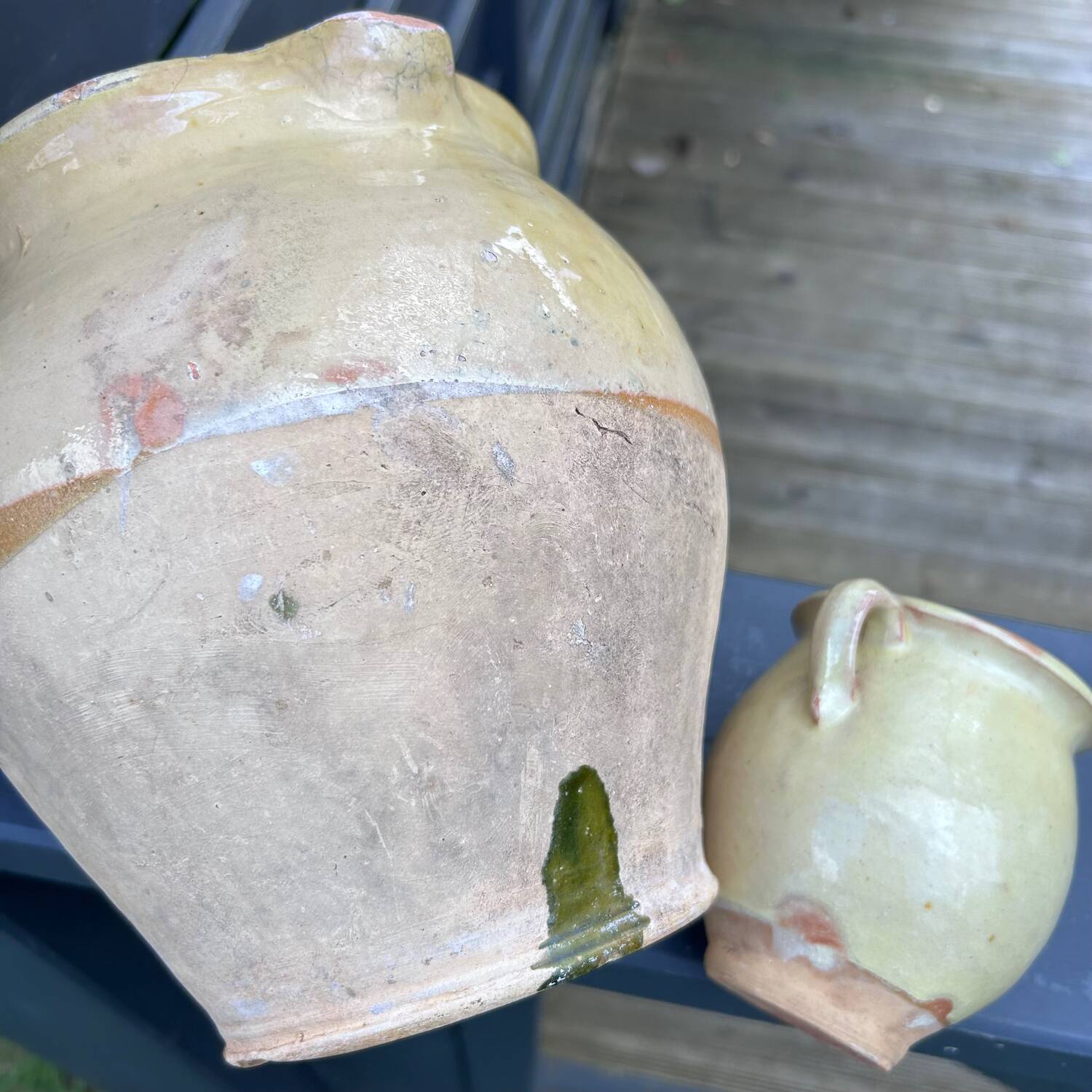 Antique vanilla yellow jars