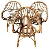 3 rattan armchairs from the 60'S