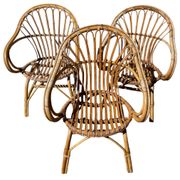 3 rattan armchairs from the 60'S