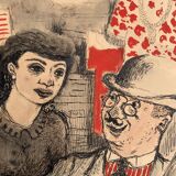 Vintage portait of gentleman and wooman by ink