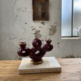 Vintage Vallauris red ceramic candlestick