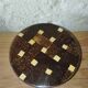 Vintage marquetry wooden jewellery box, velvet interior – 1950s/70s