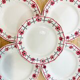 X6 pink flower plates monique ceranord france-retro-vintage