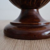 Vintage table lamp in turned wood and fabric lampshade