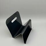 Vintage corrugated black thermoformed plastic magazine rack – 1970s