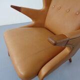 Teak and leather armchair by Svend Skipper for Skippers Møbler, Denmark, 1960s