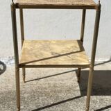 small side table with 2 brass and marble tops, vintage 1960
