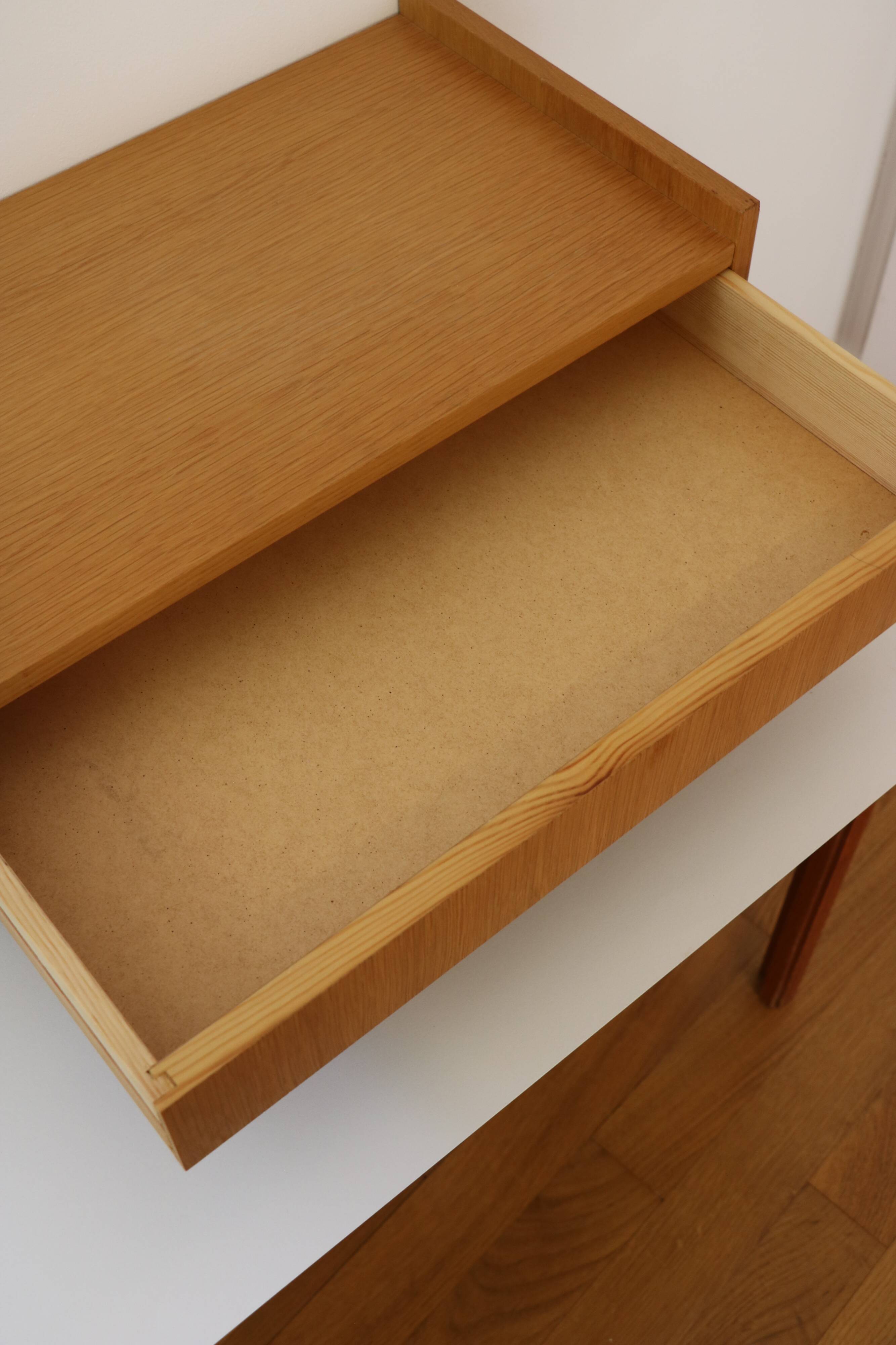 Scandinavian wall-mounted bedside table or wall console, 1960s