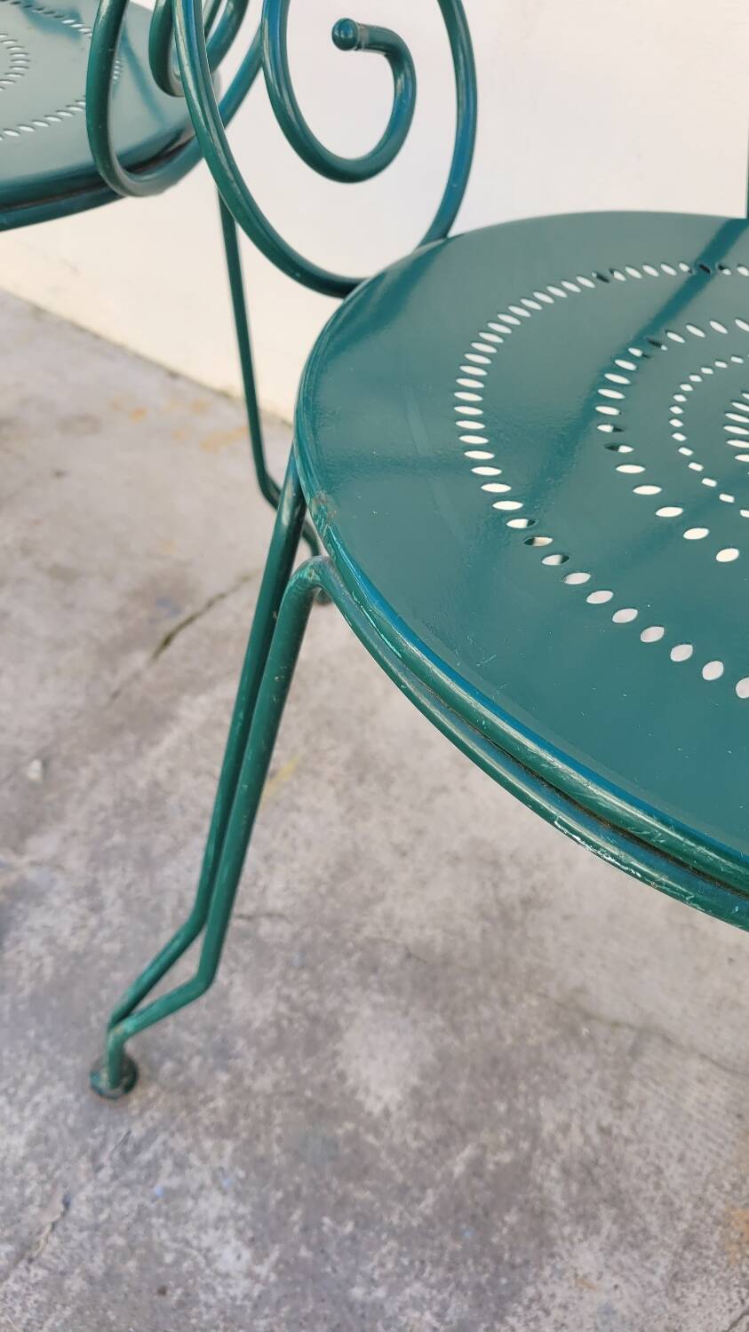 Série de 4 fauteuils de Jardin Fermob en fer ancien