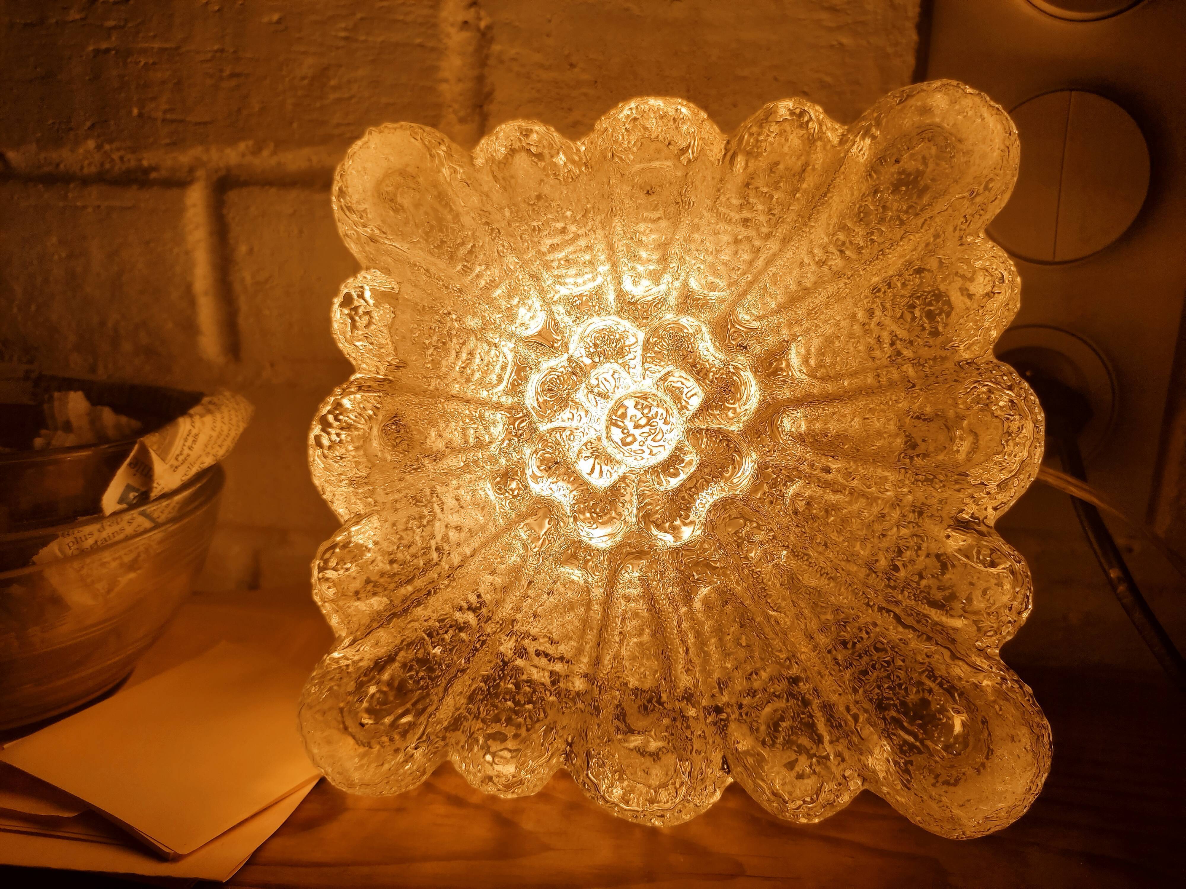 Textured glass ceiling lamp