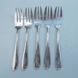 Set of 5 silver metal cake forks