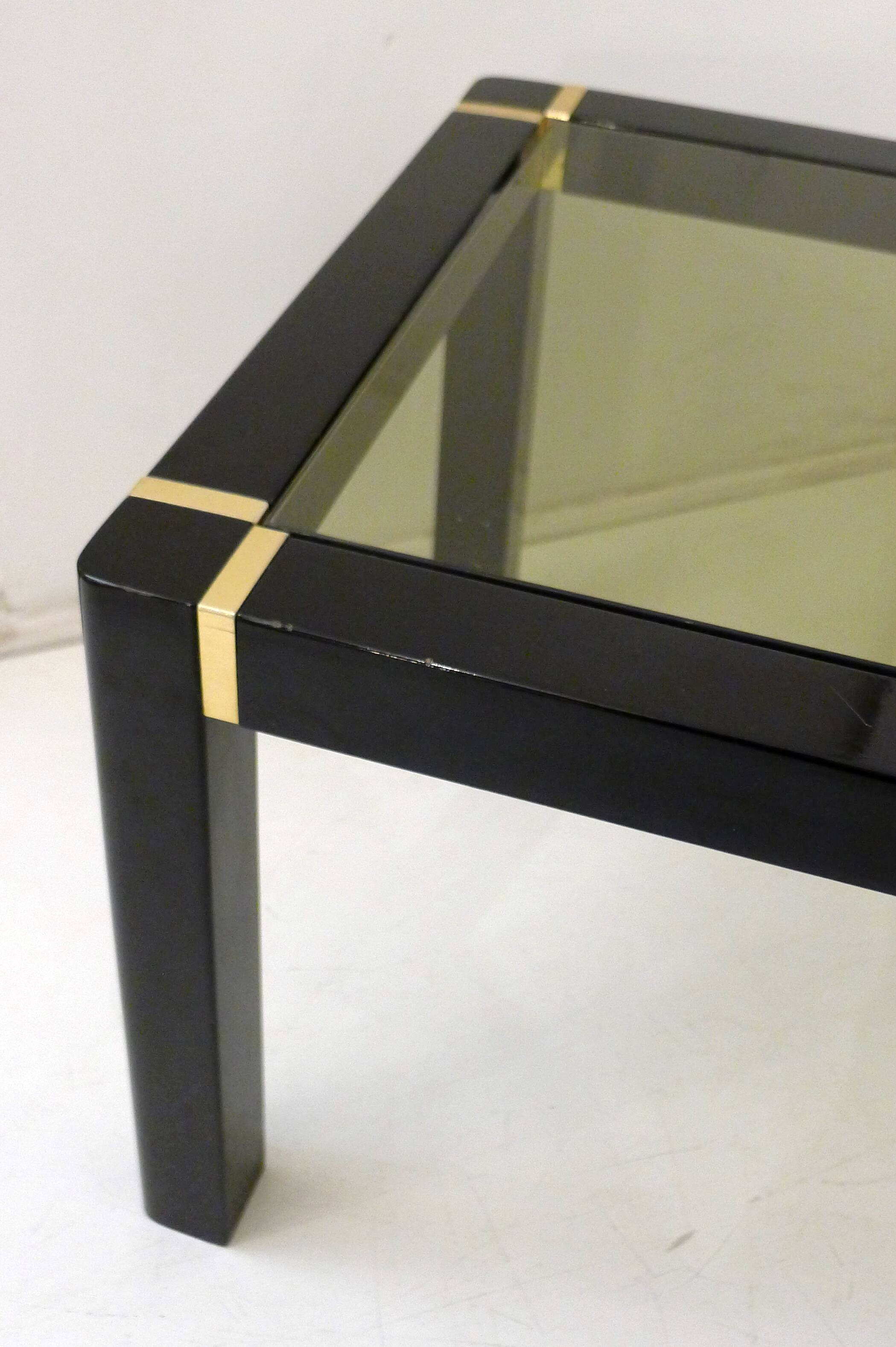 Black wood & smoked glass coffee table