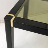 Table basse bois noir & verre fumé