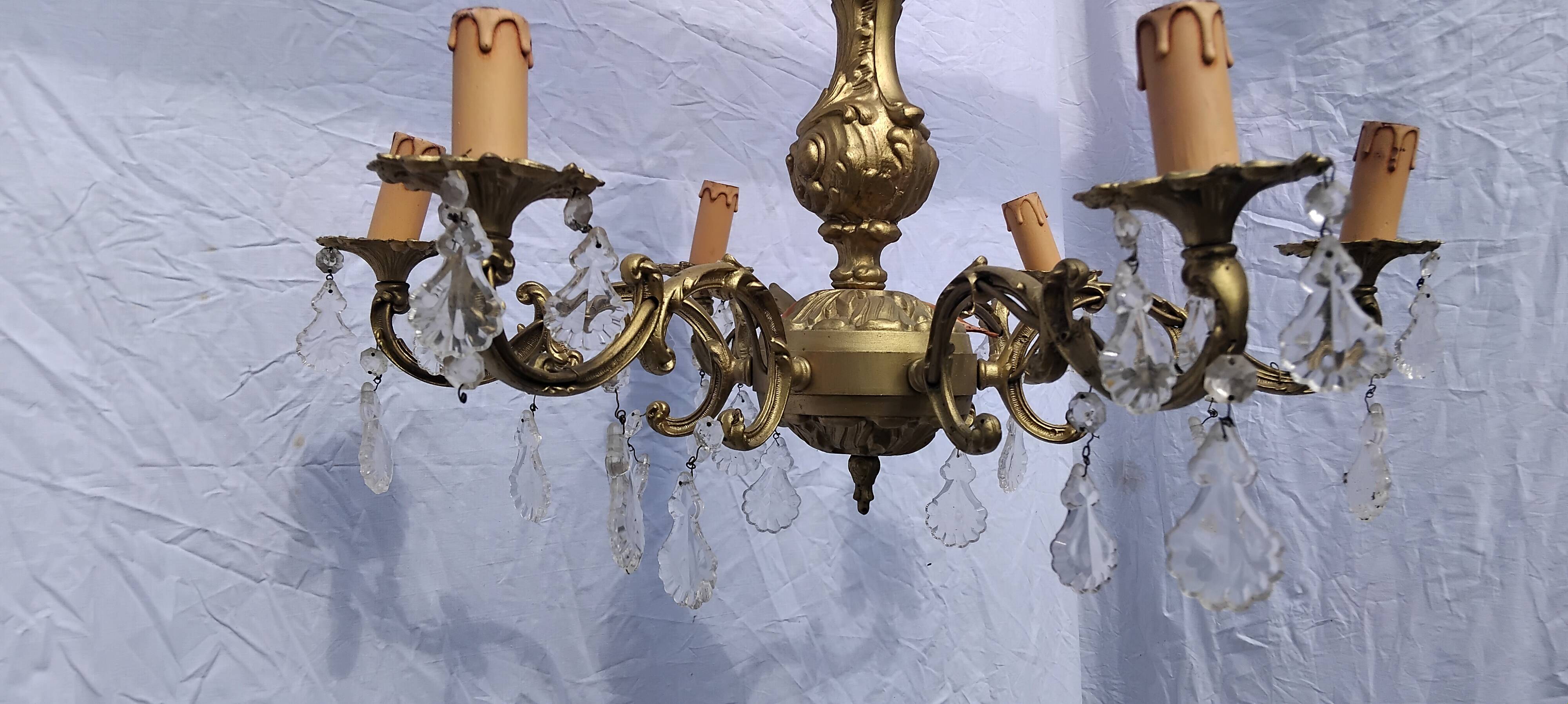 4 vintage crystal chandelier pendants