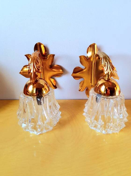 Paire D'Appliques Feuilles D'Acanthes 1970