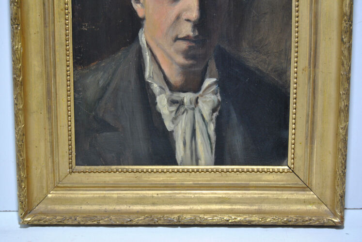 Tableau ancien peinture personnage portrait jeune homme